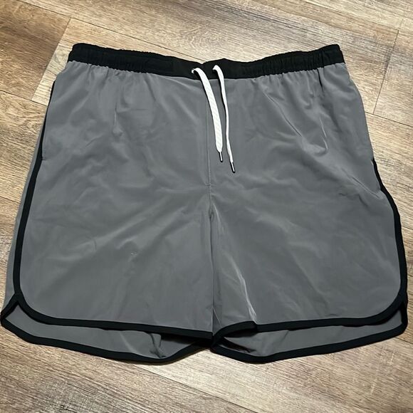 SONOMA Swim Trunks XL Gray Black Zip Pocket Drawstring Stretch Waistband Mesh - Picture 14 of 15